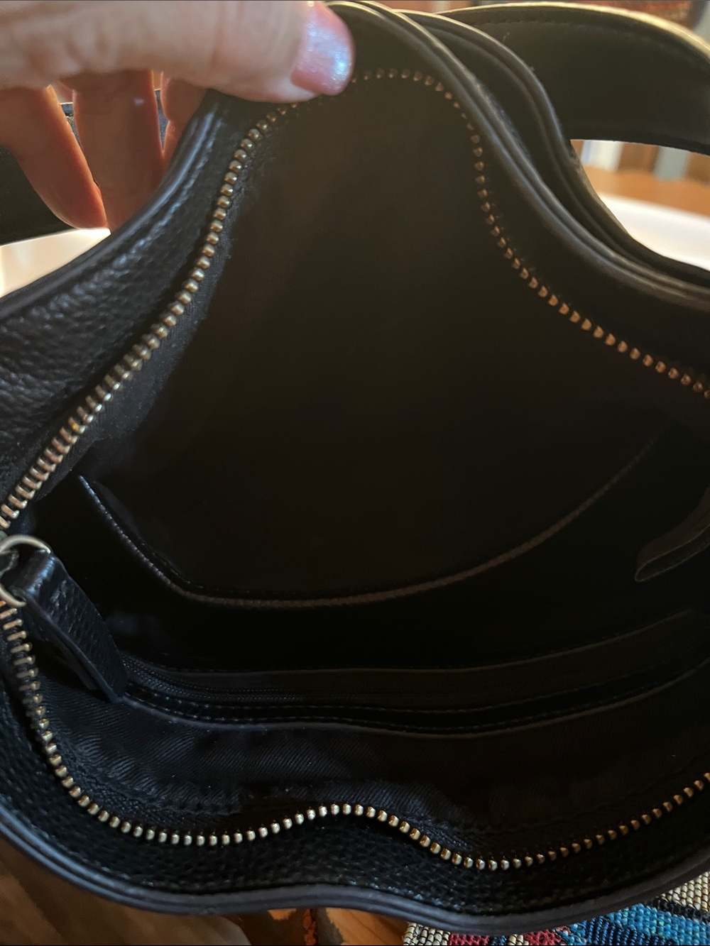 Nine West Black Pebbled Shoulder Bag with Gold Logo - Picture 3 of 5